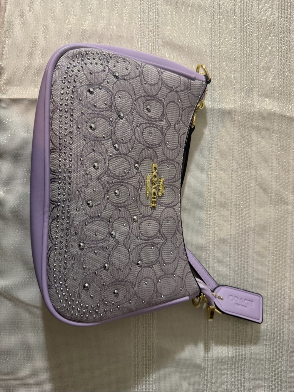 Coach Lavender Crystal-Stud Signature Crossbody